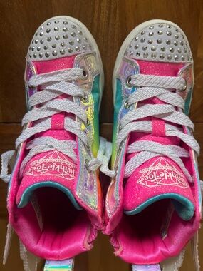 Skechers Girls Pink High-Top Iridescent Glitter Sneakers